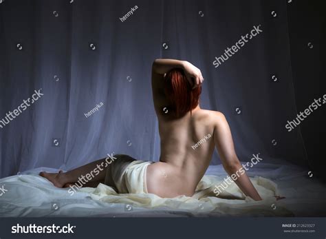 Back View Naked Woman Sitting Bed Stock Photo Edit Now