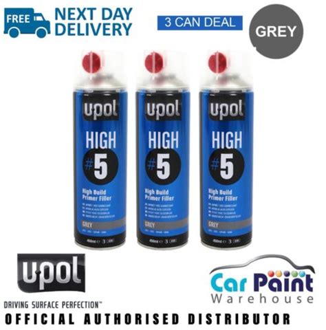 Upol HIGH 5 3 X CAN DEAL Grey High Build Primer Aerosol 450ml HIGH 5