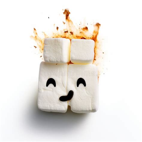 Cubist Inspired Burnt Marshmallow With Smiling Fire Emoji Stock