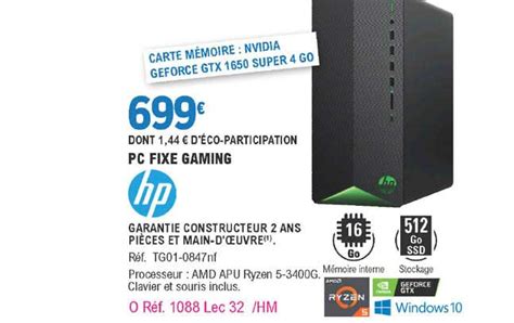 Promo Pc Fixe Gaming Hp Chez E Leclerc Icatalogue Fr