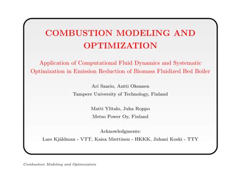 COMBUSTION MODELING AND OPTIMIZATION