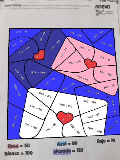 Resuelve Mentalmente Las Siguientes Divisiones Y Colorea Del Color Que