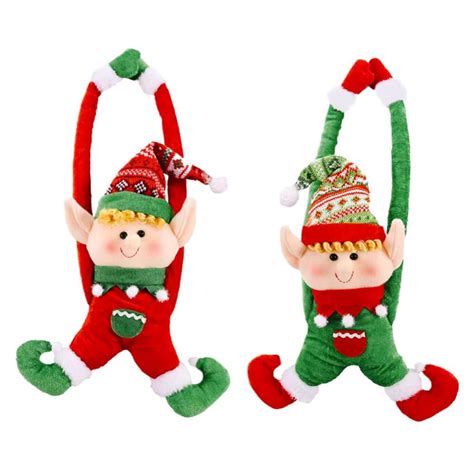 2pcs Christmas Door Hanging Elves Xmas Elf Hanging Ornaments Christmas Elves Long Arms For