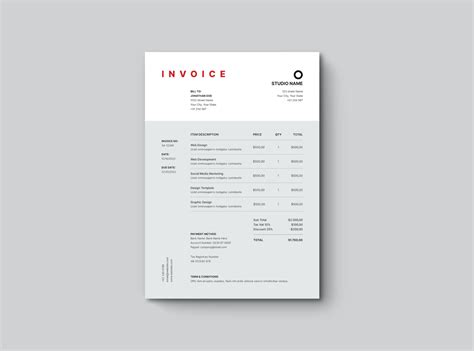 Minimalist Invoice Template by Zulham Jusuf on Dribbble