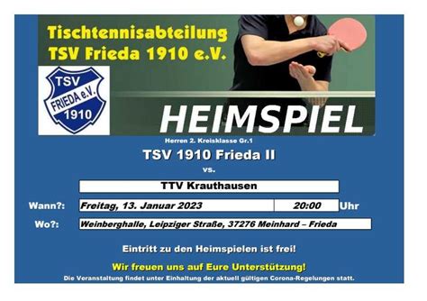 Tsv Frieda E V Spielank Ndigung Heimspiel Tsv Frieda Herren Ii