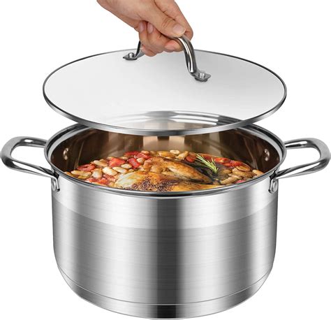 Leugwakn Stainless Steel Stock Pot 10 Quart Pot Stockpots