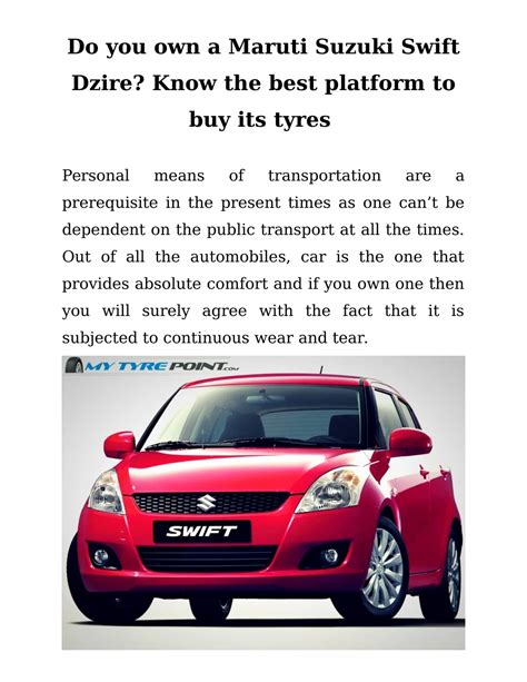 Ppt Do You Own A Maruti Suzuki Swift Dzire Know The Best Platform To