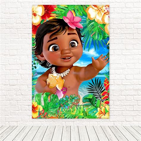 Painel Retangular Tecido Sublimado 3D Moana Baby 1 50 X 2 20 WRT 2225