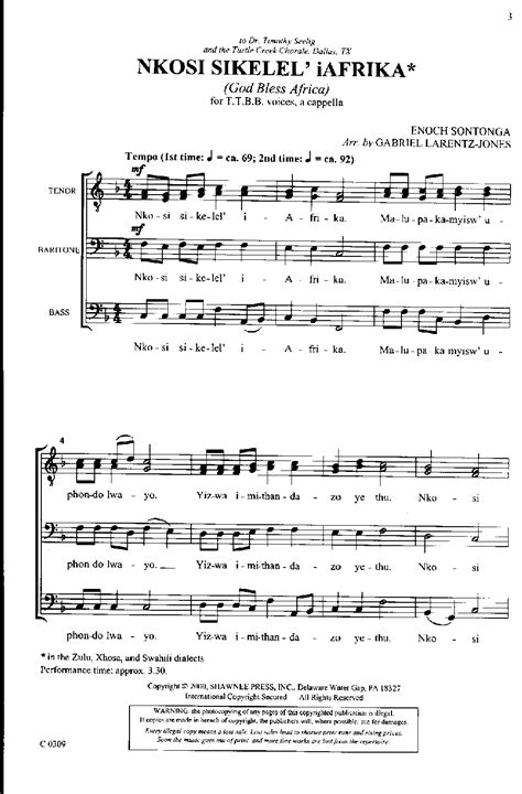 Nkosi Sikelel' iAfrika (TTBB ) | J.W. Pepper Sheet Music