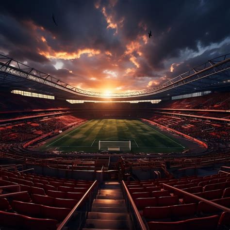 Premium Ai Image An Image Of An Empty Football Stadium At Sunset