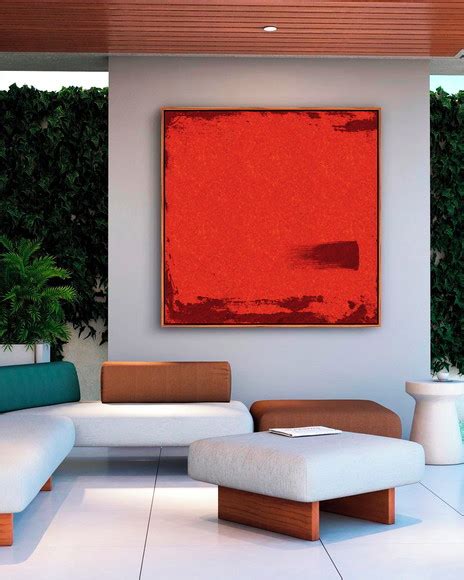 Quadro Abstrato Pintura Vermelho Canvas Moldura X Elo