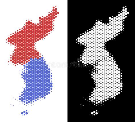 Mapa De Dot Halftone North and South Corea Ilustración del Vector