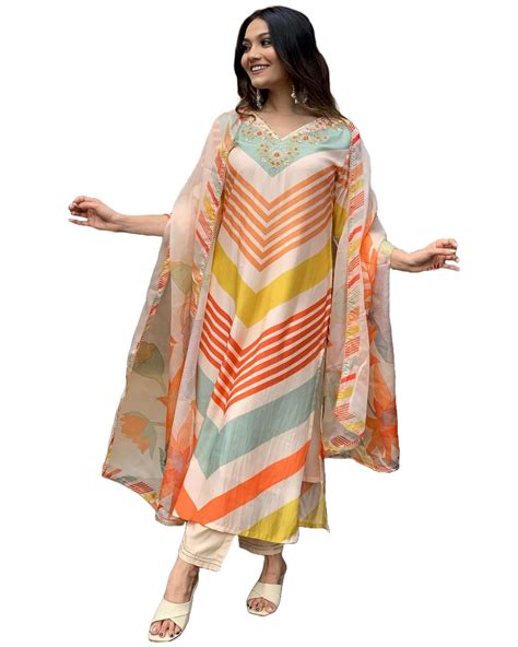 Buy Anni Designer Womens Cotton Blend Printed Straight Kurta With Pant