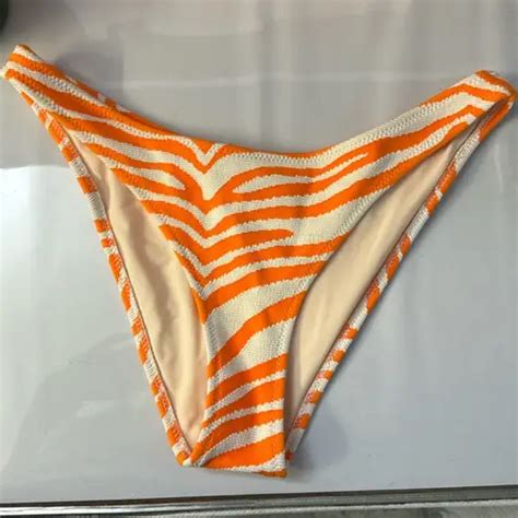 Triangl Nwot Orange And White Zebra Striped Bikini Bottoms