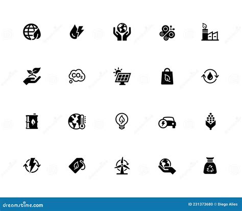 Ecology Renewable Energy Pixels Icons White Series Stock Vector