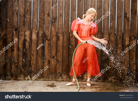 Sexy Nude Blonde Blue Eyes Red Stock Photo 738491875 Shutterstock