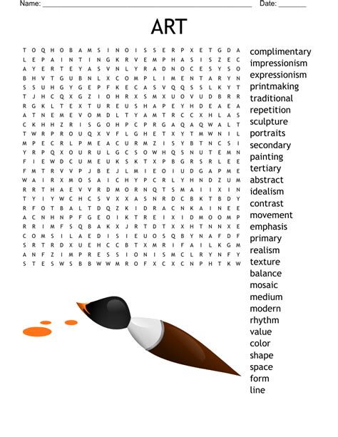 Art Word Search Puzzle Template With Answers Printable Pdf Nbkomputer