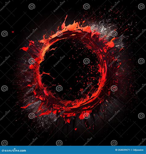 Red Paint Circle Splash Isolated On Black Background Stock Image