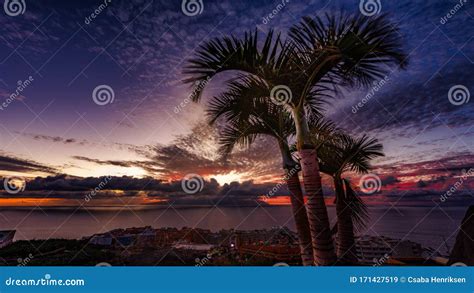 Sunset at Los Gigantes,Tenerife Stock Image - Image of nature, large ...