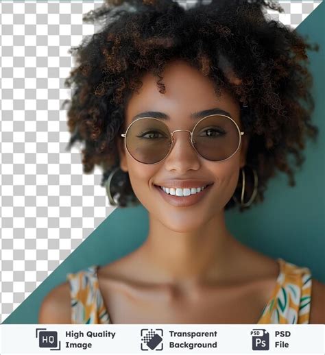 Premium Psd A Woman With An Afro Hairstyle Smiling And Wearing