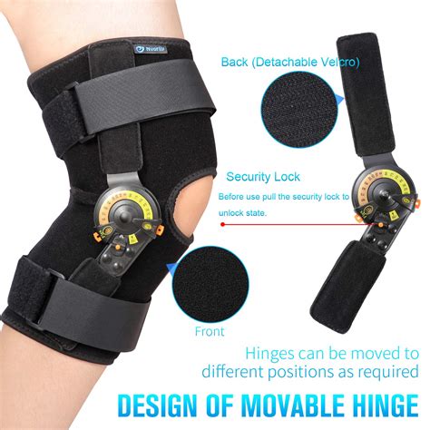 Nvorliy Hinged Rom Knee Brace Adjustable Knee Immobilizer Support For