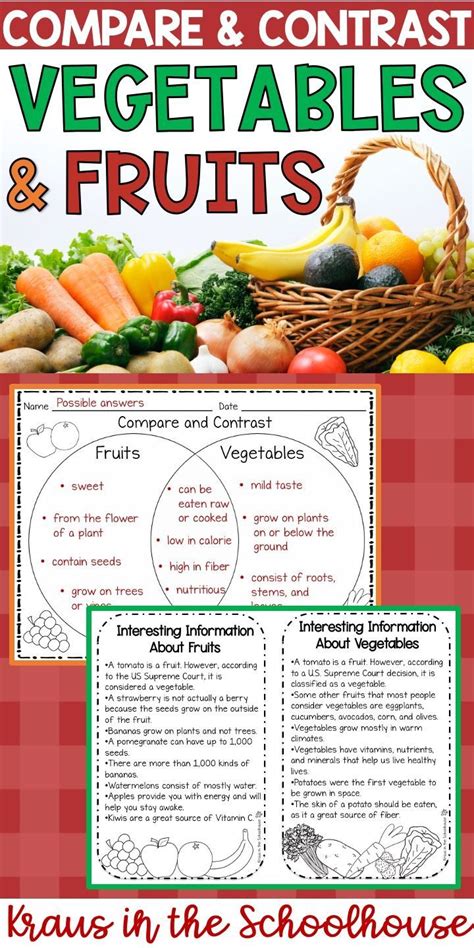 Compare And Contrast Fruits And Vegetables Worksheets And Activity Sheets Fruit Benefits Dragon