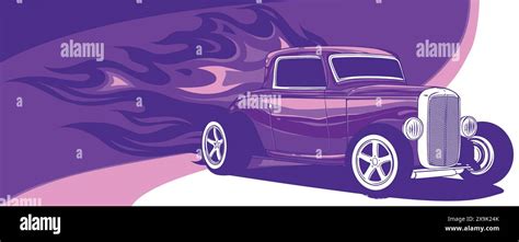Vector Illustration Of Hot Rod Car With Flames Stock Vector Image Art Alamy