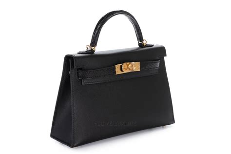 Hermès Mini Kelly Touch Lizard Black Epsom Gold Hardware Luxury Shopping