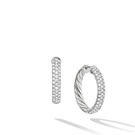 Dy Mercer Hoop Earrings In Sterling Silver With Pavé© Diamonds Little