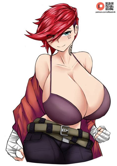 League Of Legends Sex Art Light Skin Red Hair Big Breasts Standing Arcane Smile Looking