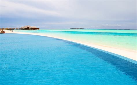 Piscine D Bordement De La Plage Maldives Paysage D T Hd Fond D