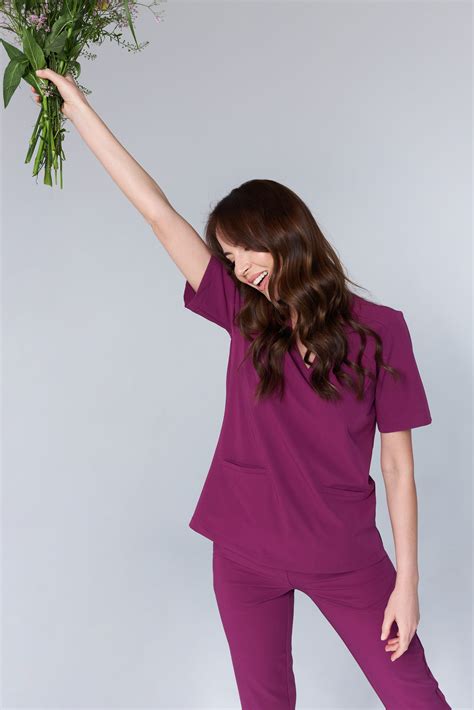 Women S Medical Blouse Scrubs Basic Plum Star Outlet Good Price