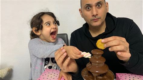 تحدي نافورة الشوكولاتة بين ايلين وبابا Elin Vs Papa Chocolate