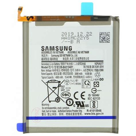 Bateria Samsung Galaxy A51 A515 Eb Ba515aby 4000mah 3 85v 15 40wh