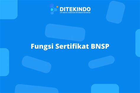 Ketahu Pahami Fungsi Sertifikat Bnsp Lsp Ditekindo