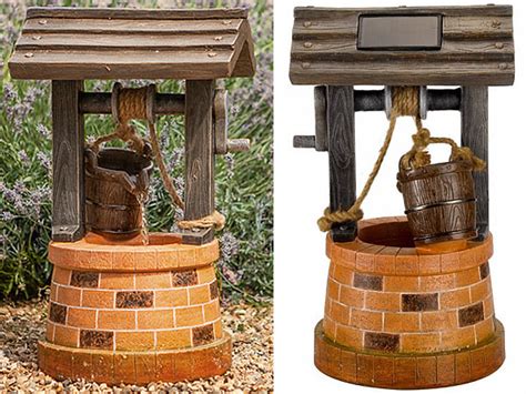 Solar Powered Wishing Well Garden Water Feature Fountain Garden