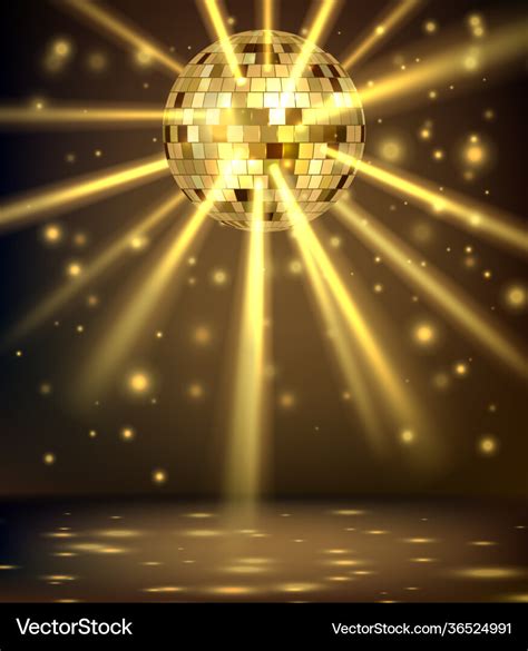 Night Party Background Disco Ball With Reflected Vector Image