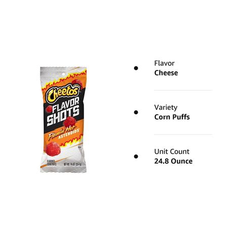 Flamin Hot Asteroids Cheeto Flavor Shots Real Cheese Corn Puffs 20 Count Buy Now With