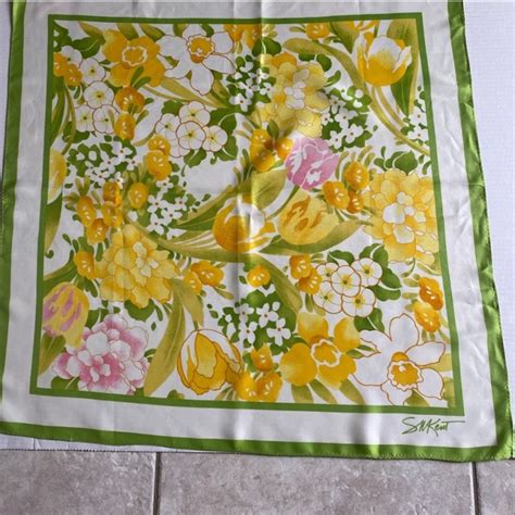 S Vintage Scarf Avon S N Kent Floral Multi Color Gem