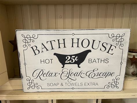 Bath House Primitive Sign Bathhouse Wood Sign Primitive Decor