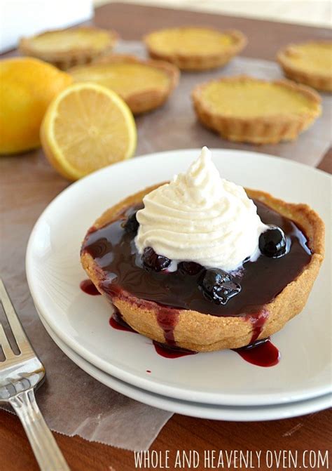 Lemon Tarts With Fresh Blueberry Sauce Whole And Heavenly Oven