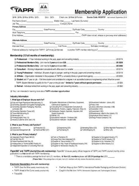 Fillable Online TAPPI Membership Application Original Doc Fax Email