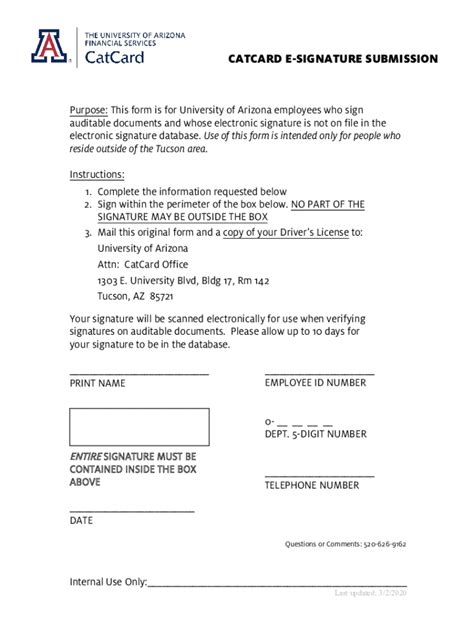 Fillable Online Catcard Arizona Electronic Signature Request Form Fax