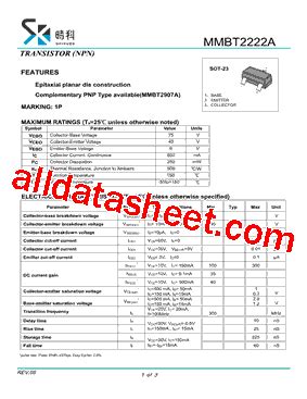 1P Marking MMBT2222A 데이터시트 PDF SHIKUES Electronics