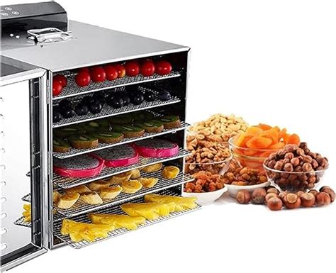 Dörrgerät 6 Tabletts Edelstahl Futter Dehydrator Snacks Dehydration