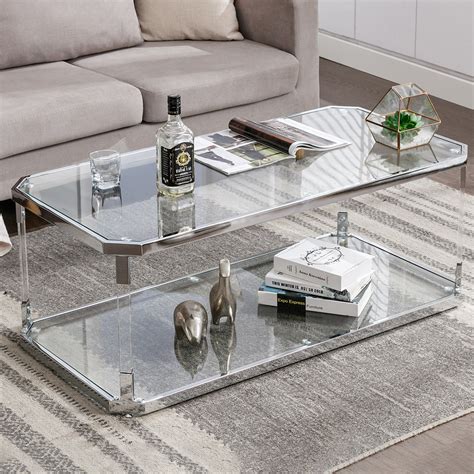 Ivy Bronx Lennert Rectangular Glass Coffee Table for Living Room ...