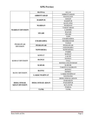 KPK Province – List of Tehsils, Districts and Divisions صوبہ خیبر ...