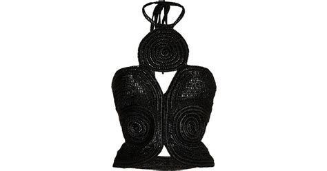 Cult Gaia Archer Crochet Cutout Top In Black Lyst