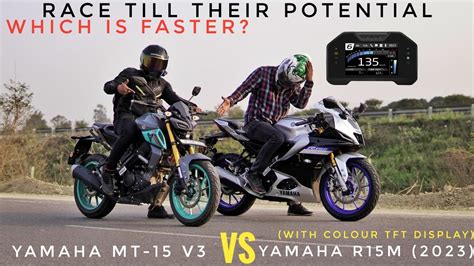 2023 Yamaha R15m Vs Yamaha Mt 15 V3 Drag Race Sports Vs Naked