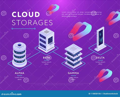 Tipos De Almacenamientos De La Nube En Rosa Ilustración del Vector